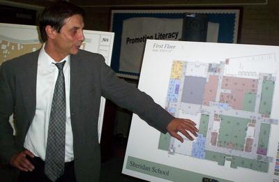 Architect Boroson unveils his designs at Sheridan Thursday.