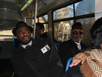 The Rosa Park Express riders Thursday included, from left, Shahid Abdul-Karim and Imam Abdul Hasan from the Muhammad Islamic Center.